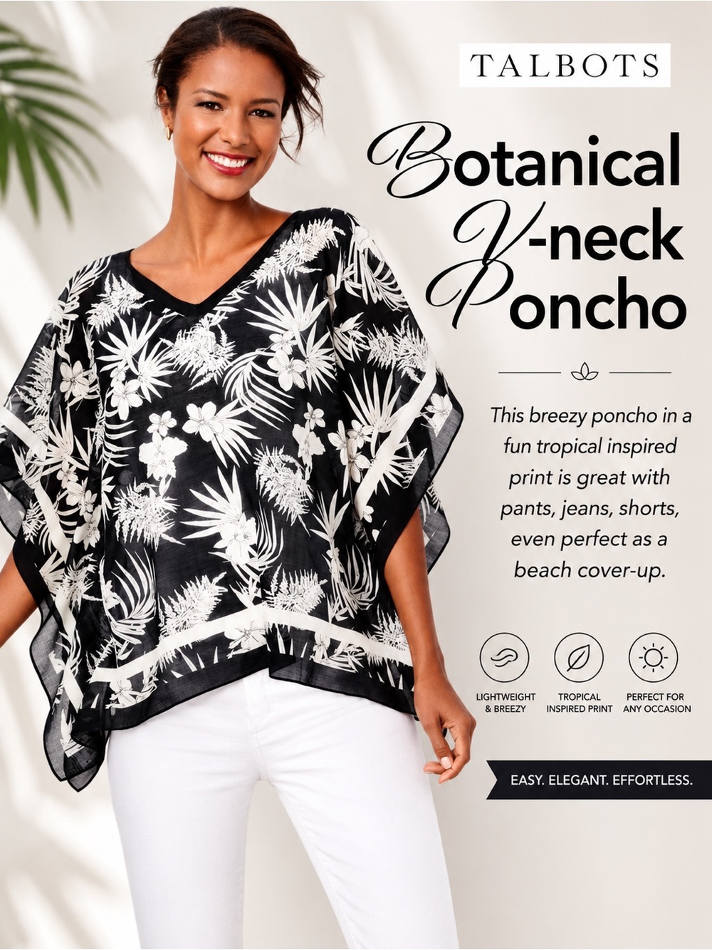 Talbots Poncho Botanical Vneck NEW
